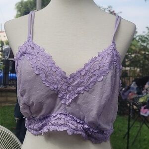 Savage X Fenty Soft Purple florale Lace Lingerie bra bralette 3x